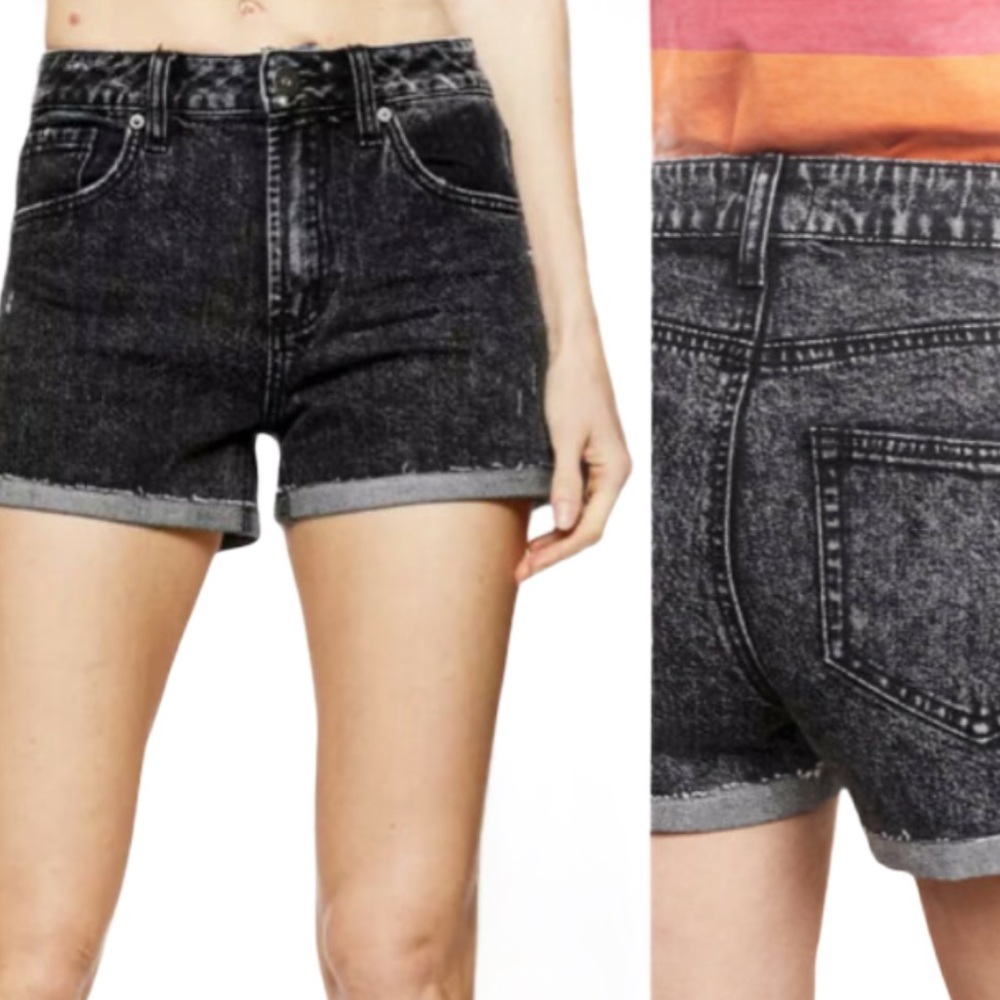 Paige Distressed Black Sarah Jean Shorts size 29